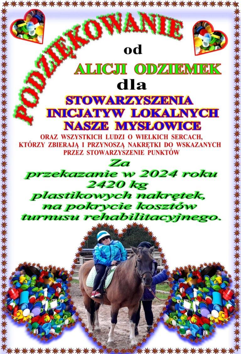 Podziękowanie od Alicji